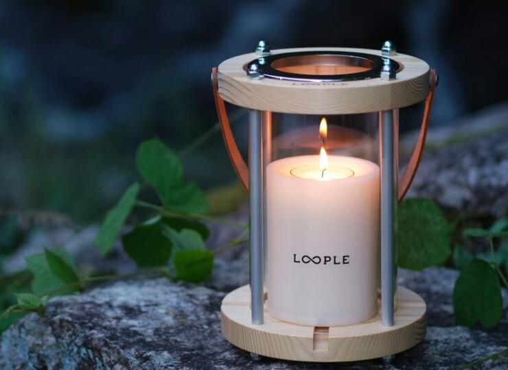 LOOPLEループル キャンドルランタン「ウッド」L（アイボリー