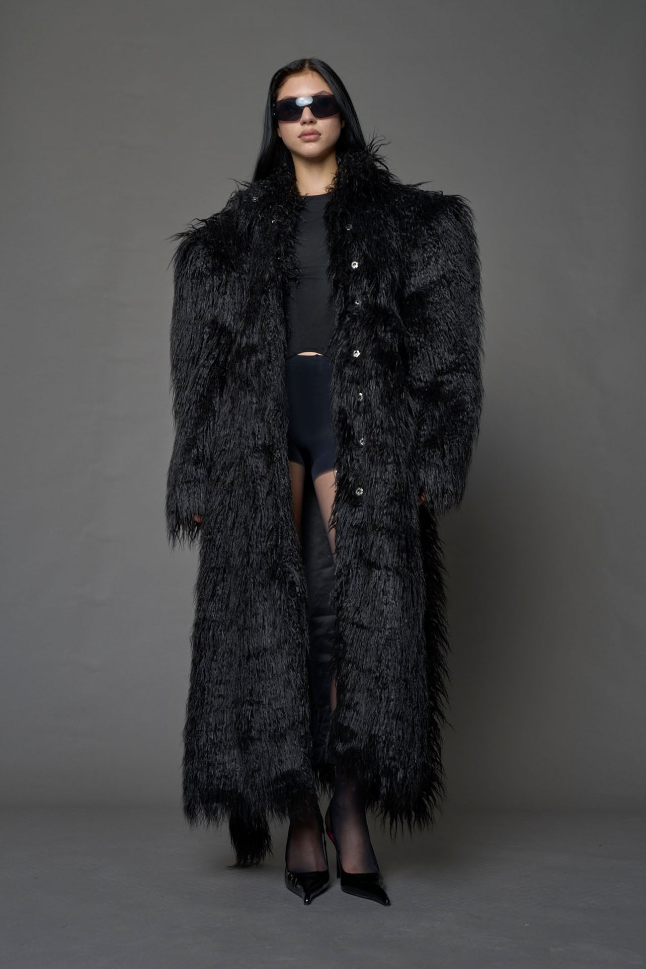 NAMILIA - Midnight Faux Fur Coat - Shop now