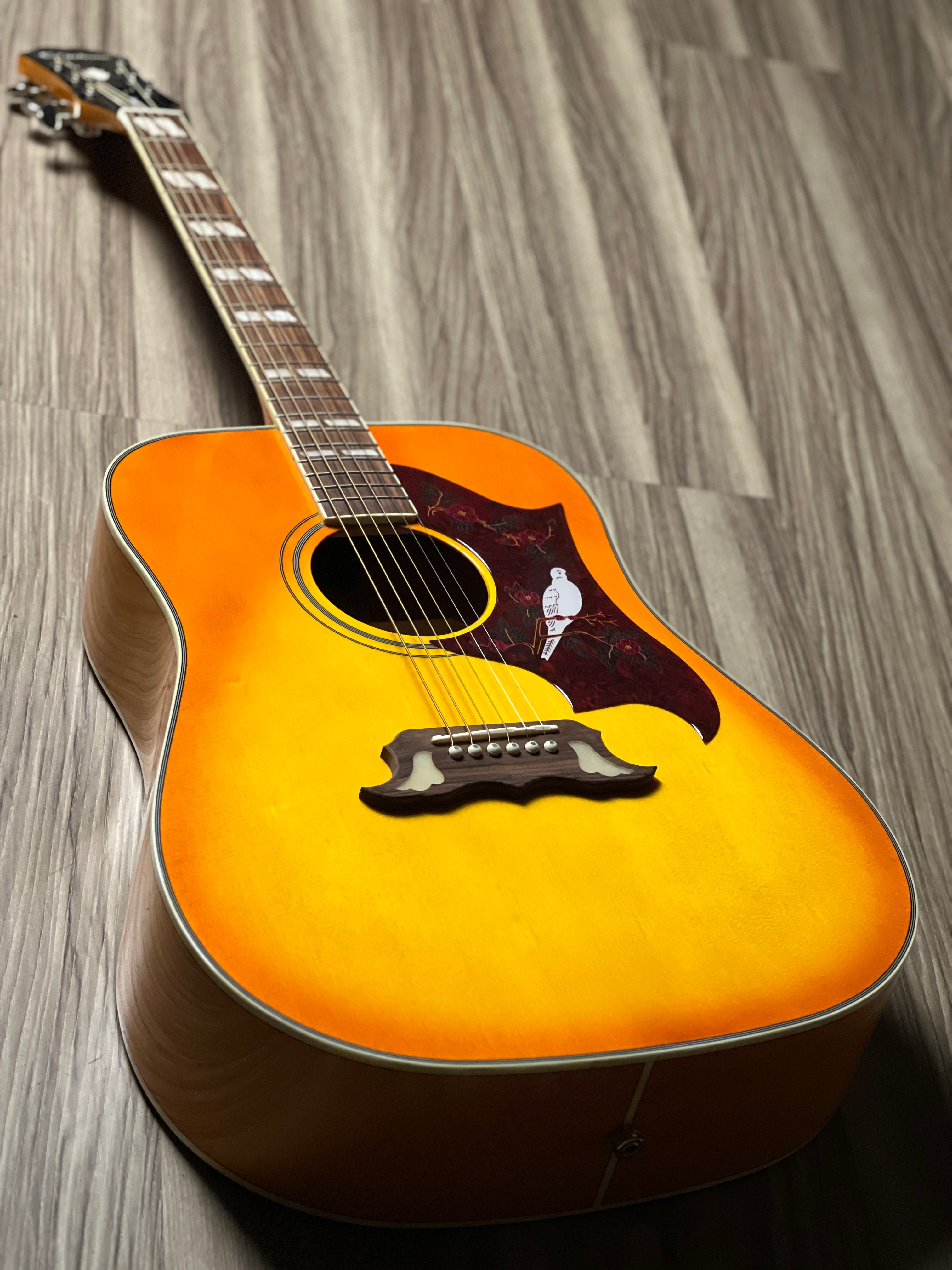 Epiphone Dove Studio Solid Top Fishman Sonitone In Vintage Brown