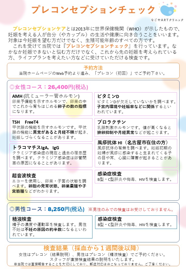 プレコンセプションチェックについてのご案内
