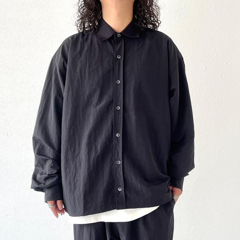 loose silhouette nylon shirt set up / black（ルーズシルエット