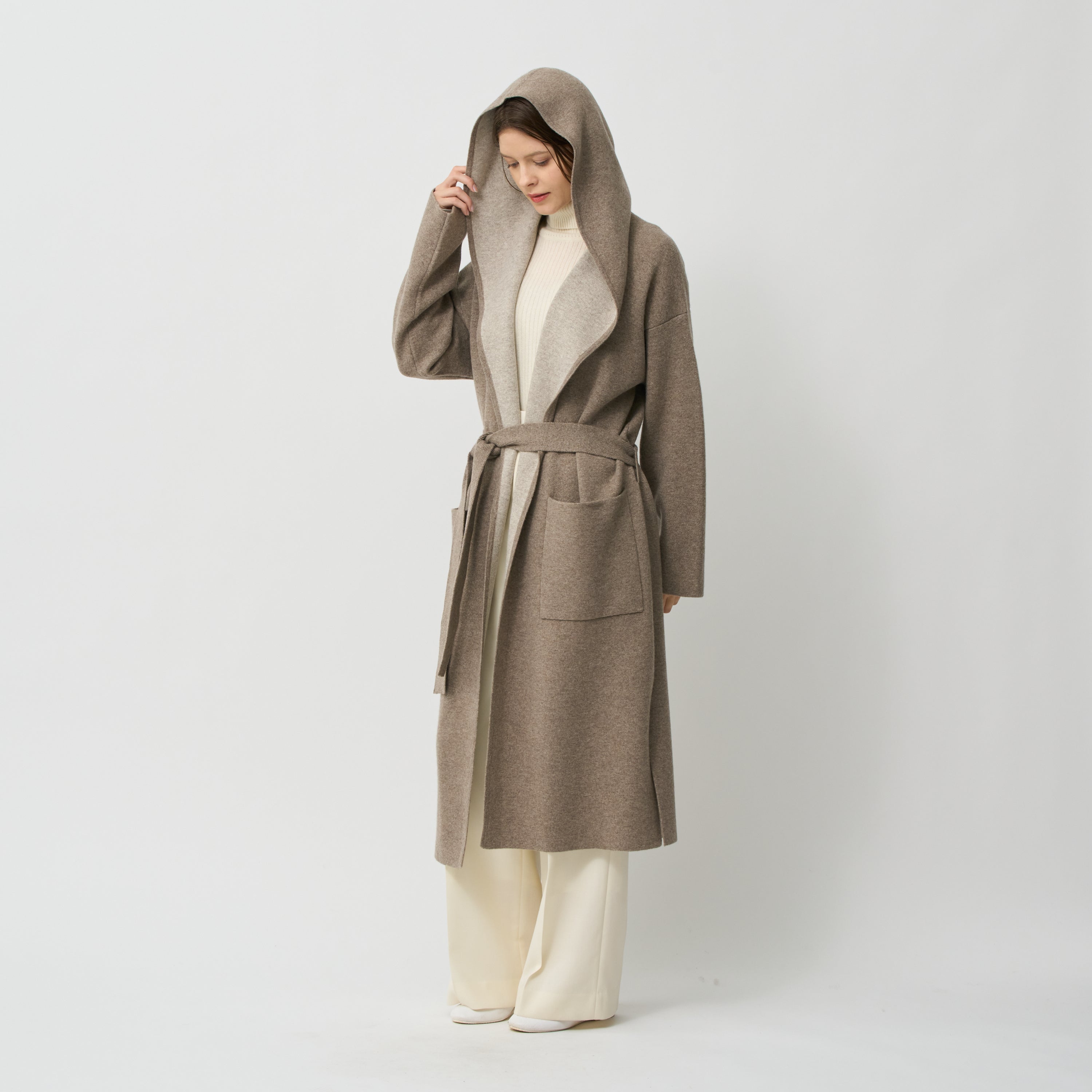 cashmere double face hooded coat(カシミヤダブルフェイスフード付き