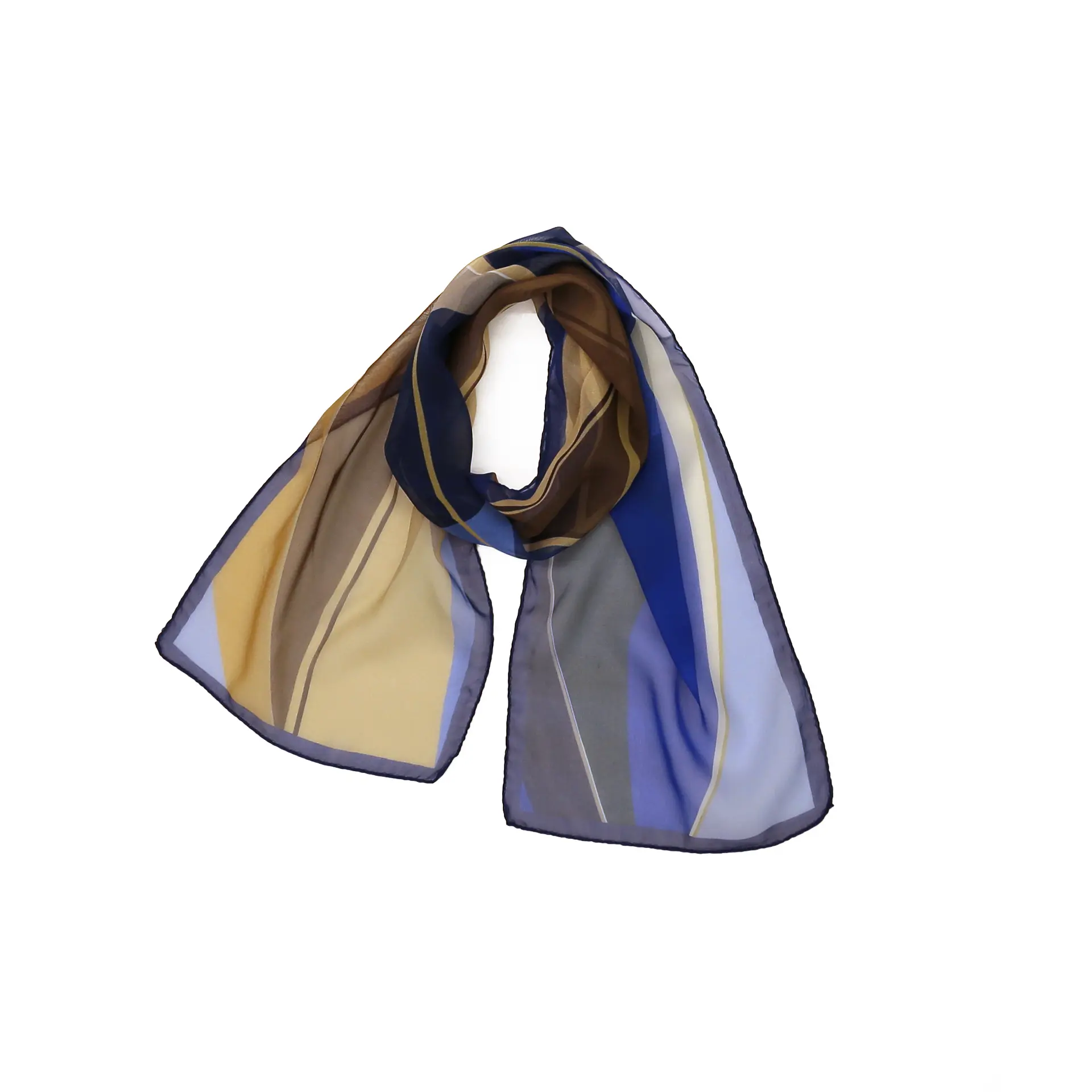 シルクストール/ハーフサイズ/幾何学柄/青|ストール専門店NaturalLounge