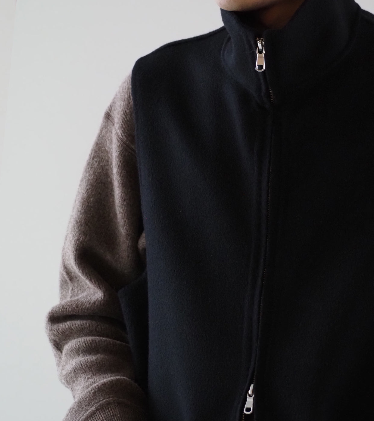 MAATEE＆SONS ジップ ベスト , Black – Navyblue