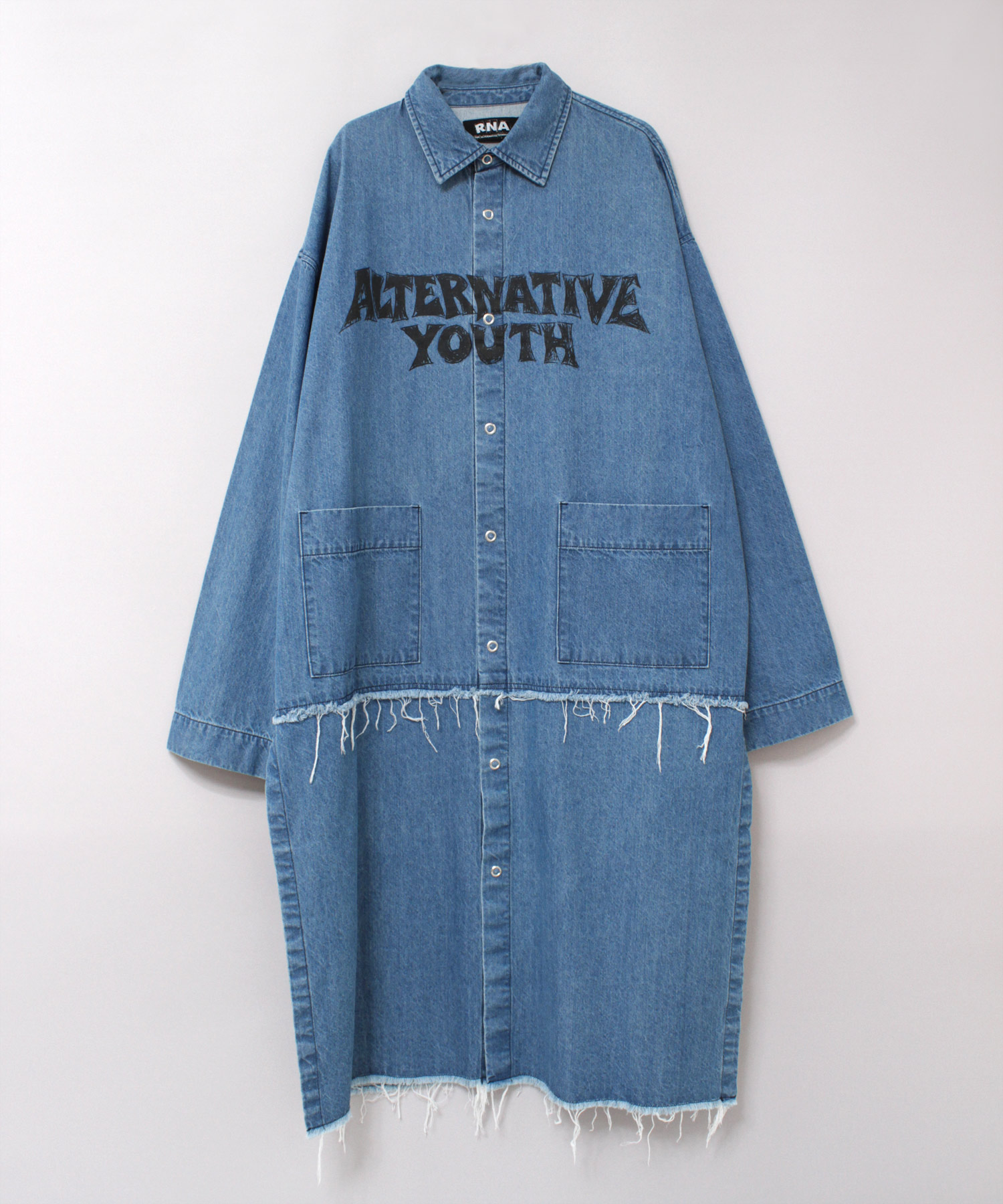 D1663 デニムロングシャツワンピース(M インディゴブルー): ワンピース