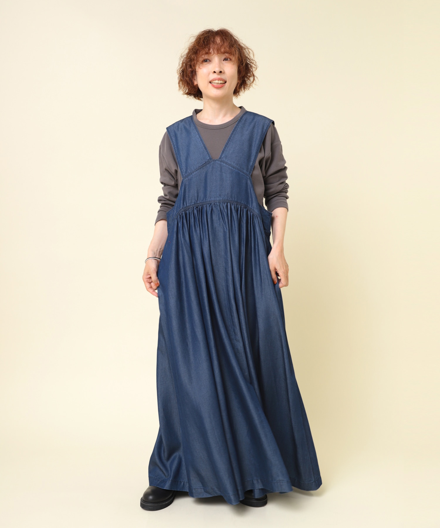 D1662 ワイドストラップジャンスカ(S ライトインディゴブルー