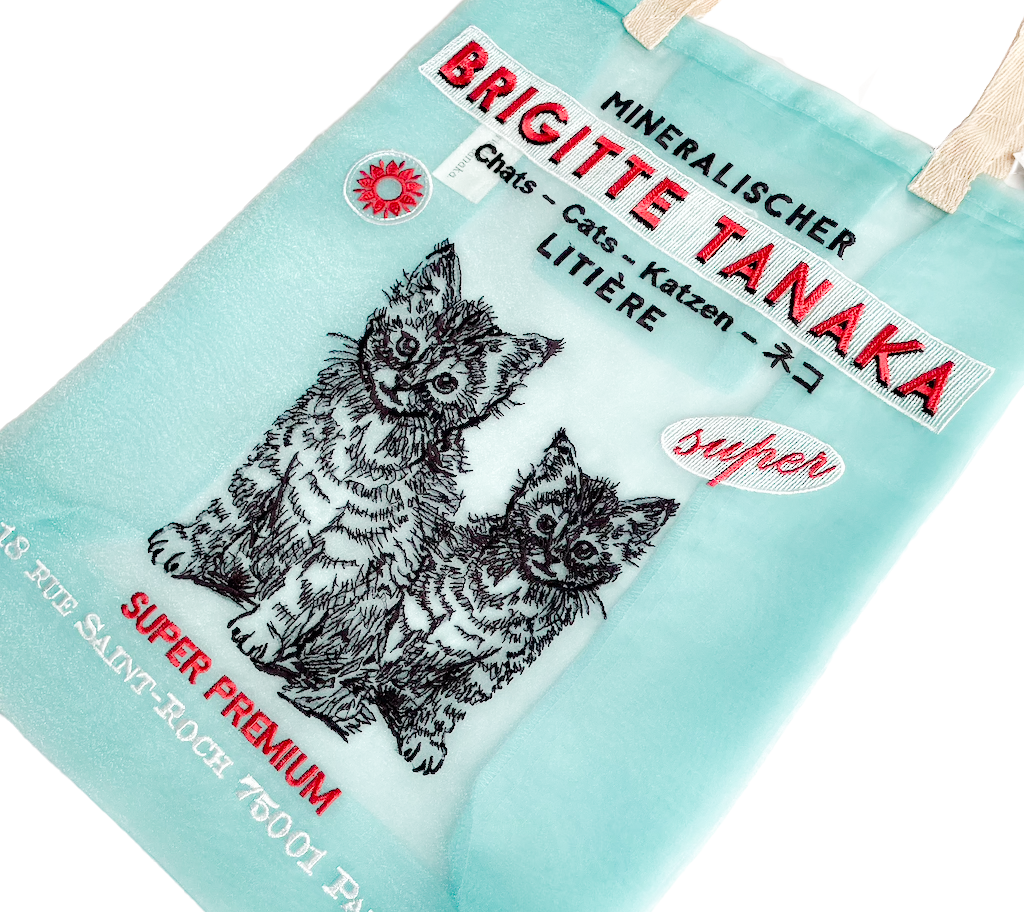 BRIGITTE TANAKA 刺繍入りオーガンジー 猫バッグ blue – ヌフポワン