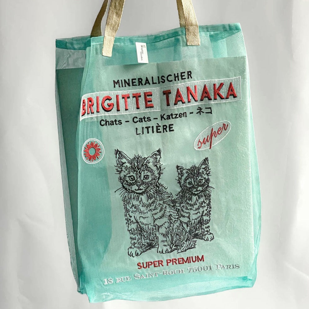 BRIGITTE TANAKA 刺繍入りオーガンジー 猫バッグ blue – ヌフポワン