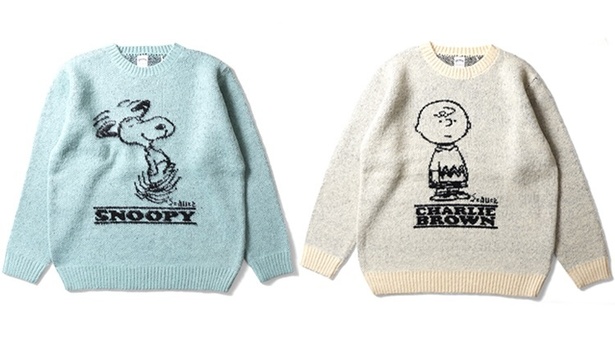 スヌーピーとチャーリー・ブラウンをジャガードニットで表現