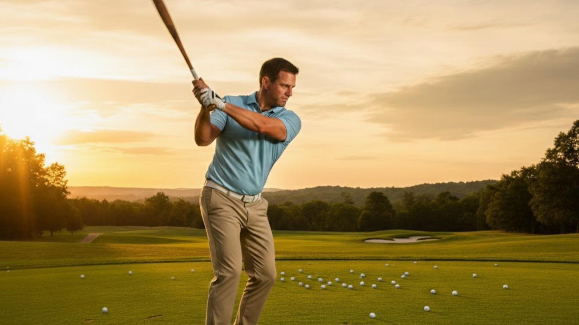 体をほぐすために、ラウンド中に練習用のバットで素振りをした」これっ