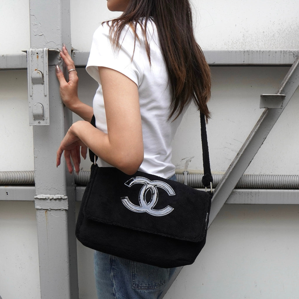 シャネル ココマーク パイル地 ノベルティ ショルダーバッグ ブラック