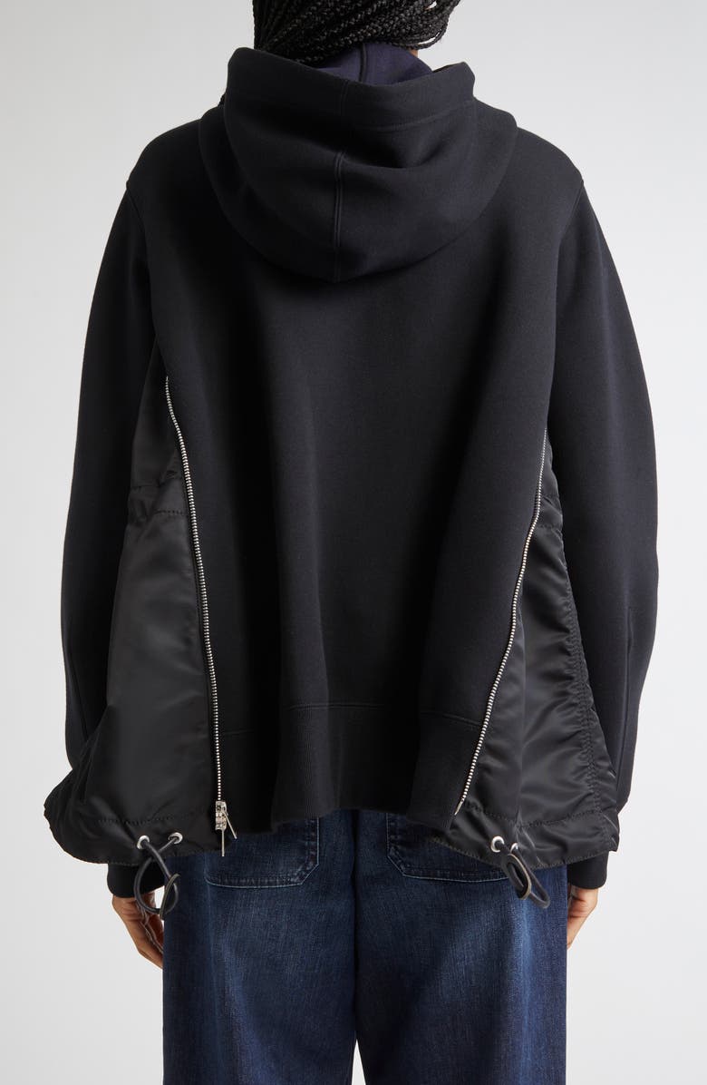 Sacai Sponge Sweat x Nylon Twill Hoodie | Nordstrom