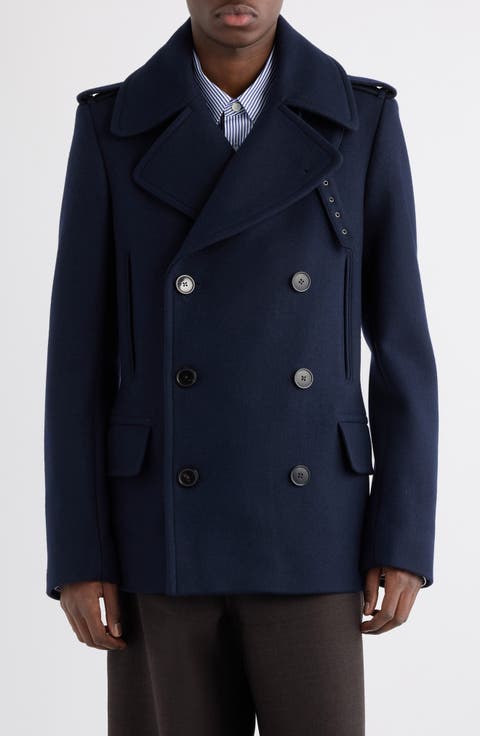 Dries Van Noten Rafaell Double Breasted Wool Blend Peacoat | Nordstrom