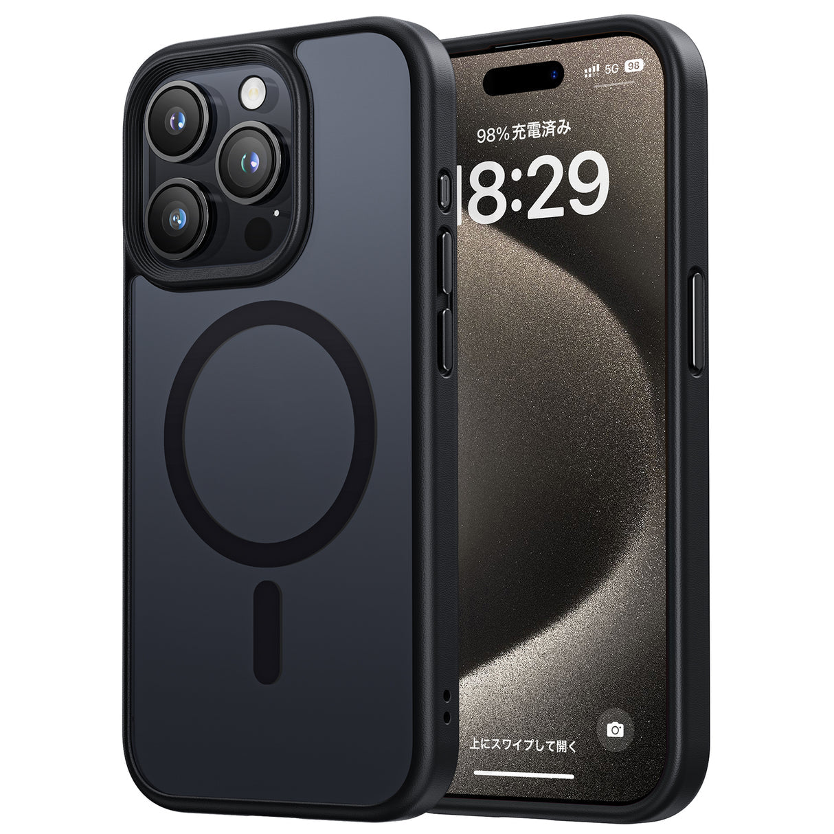 NIMASO iPhone 15 Pro用ケース MagSafe対応 マット仕上げ 強化ガラス