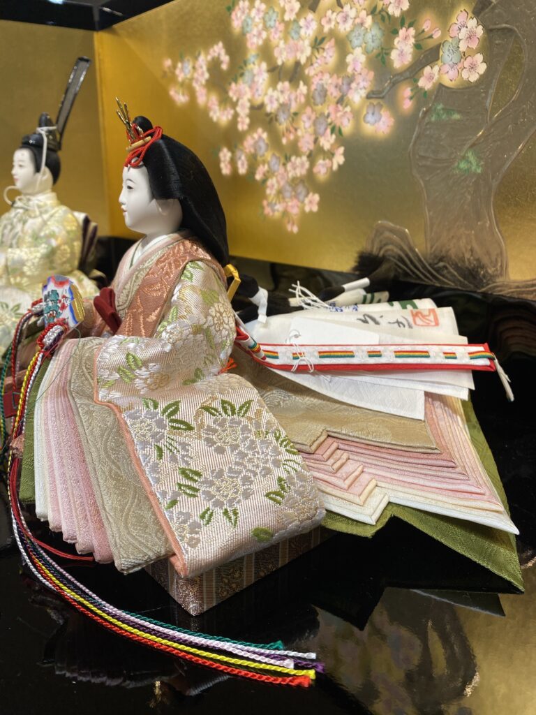 清水久遊作 正絹八重桜 桜華金屏風親王飾り｜人形のかに江