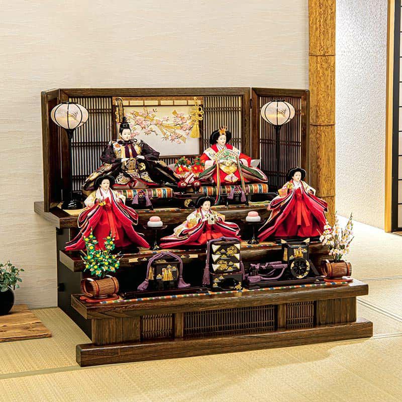 雛人形 平安豊久 ひな人形 三段飾り 五人飾り 環奈 刺繍 十番親王 三五