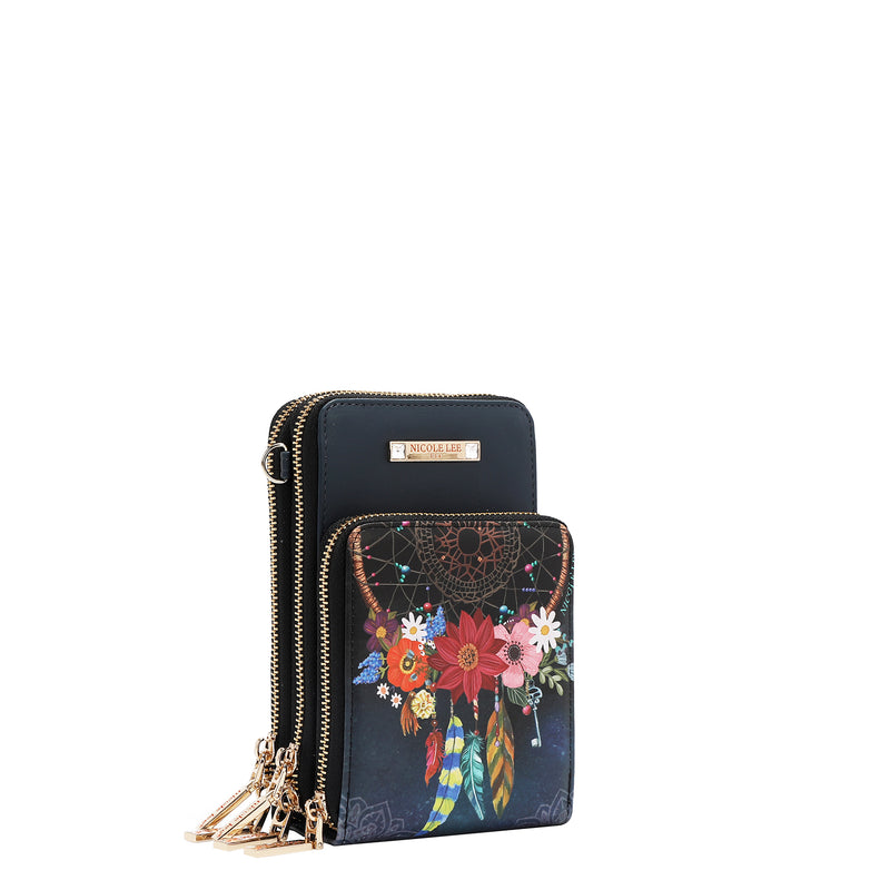 Multi-Zip Phone Case Crossbody with Universal Phone Size