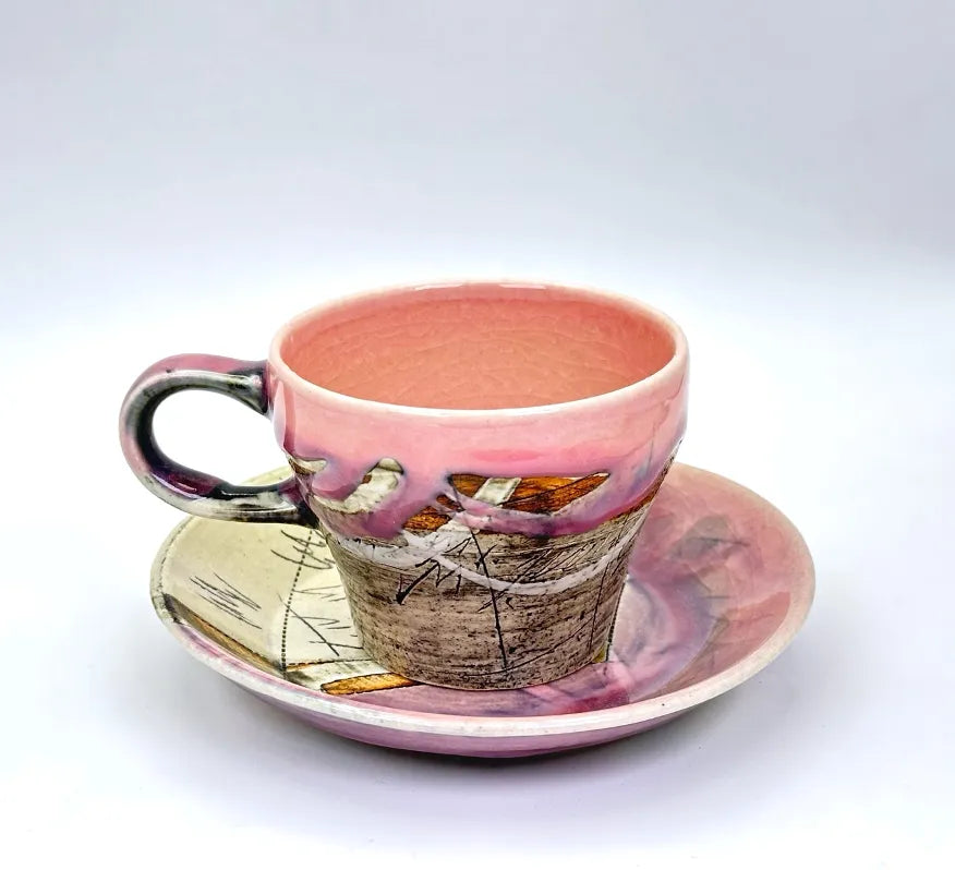 美濃焼 線刻 コーヒーカップ＆ソーサーセット | ギフトショップ Nihon