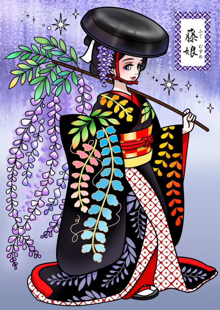 歌舞伎絵// タイトル藤娘 (大作油彩画) 藤娘