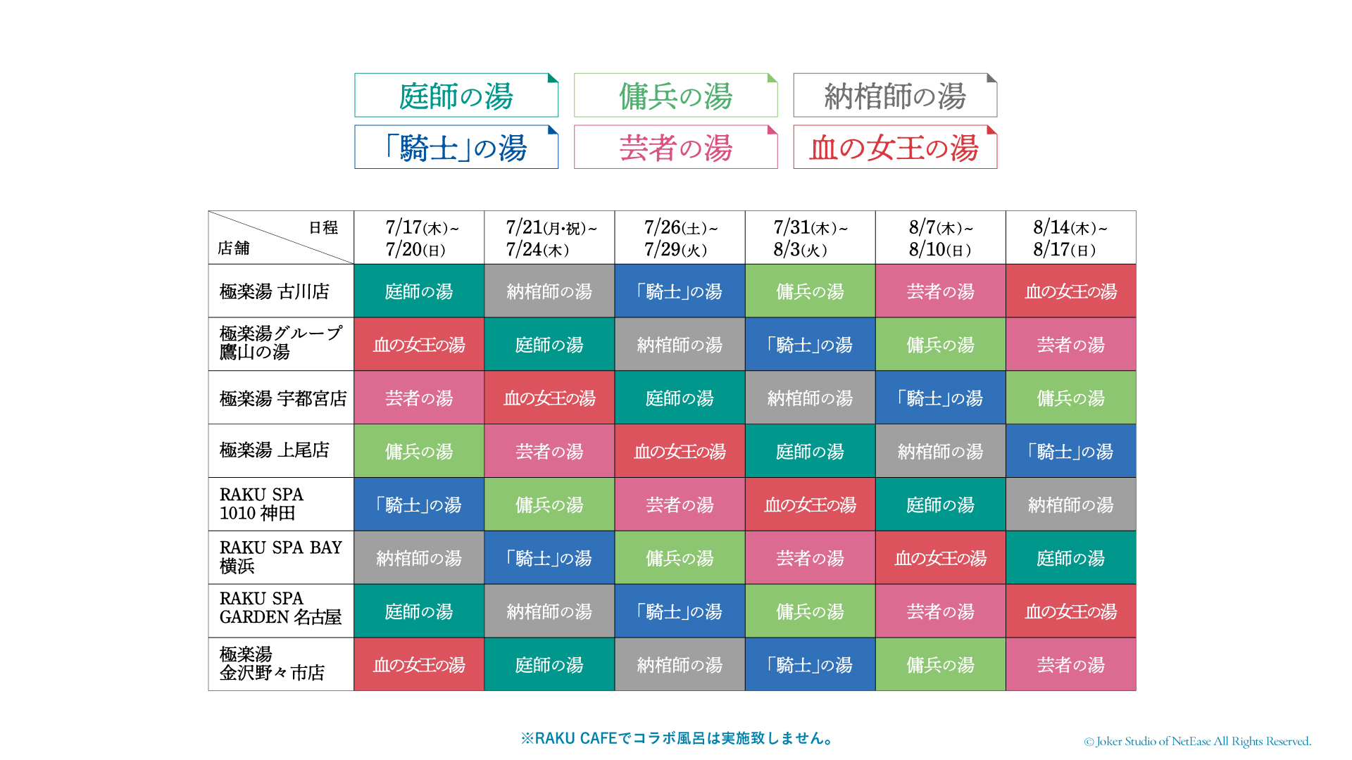 第五人格×極楽湯・RAKU SPA」コラボキャンペーン開催！納棺師や騎士
