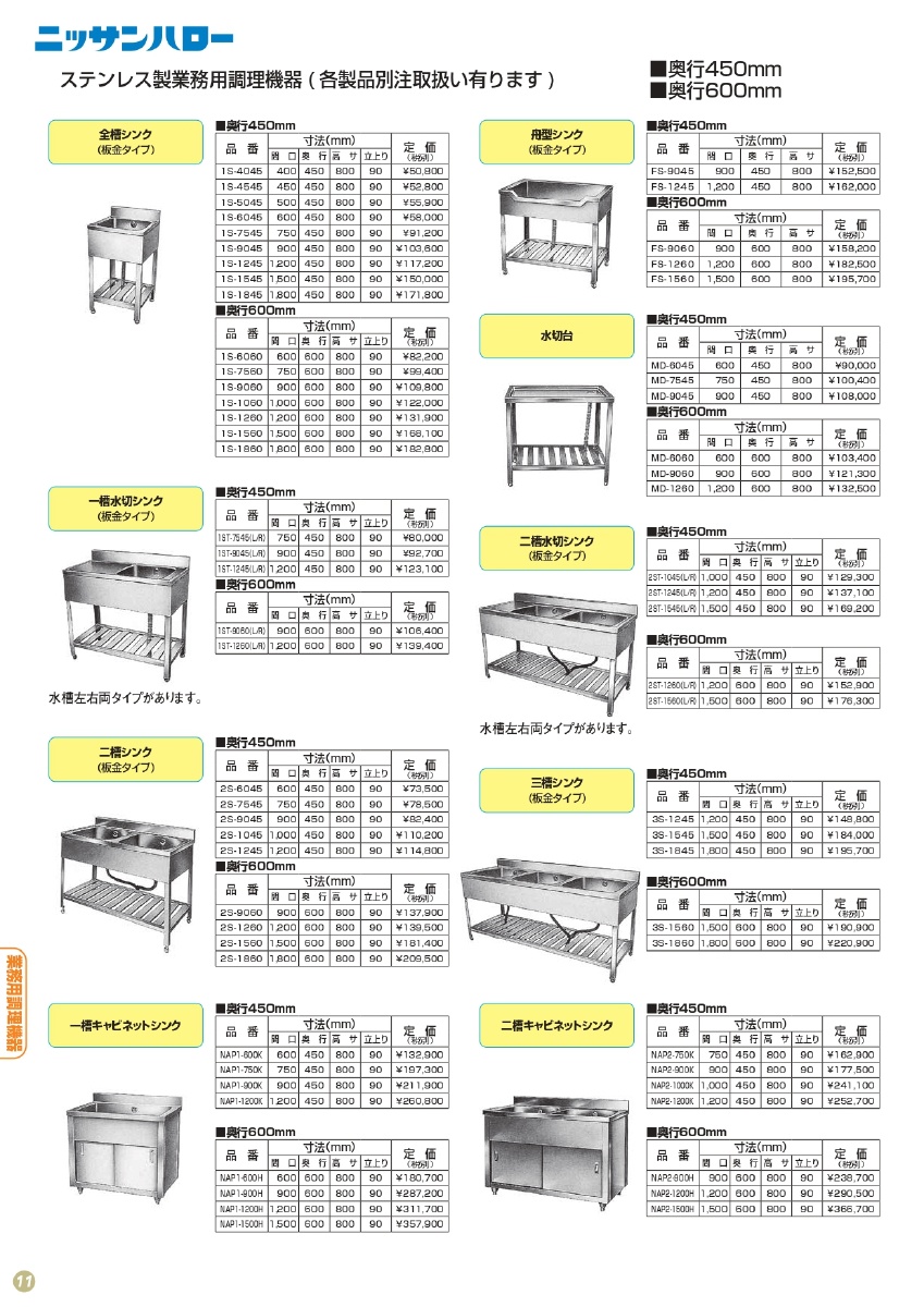 製品情報 詳細｜ニッサンハロー株式会社｜流し台、ミニキッチン、業務