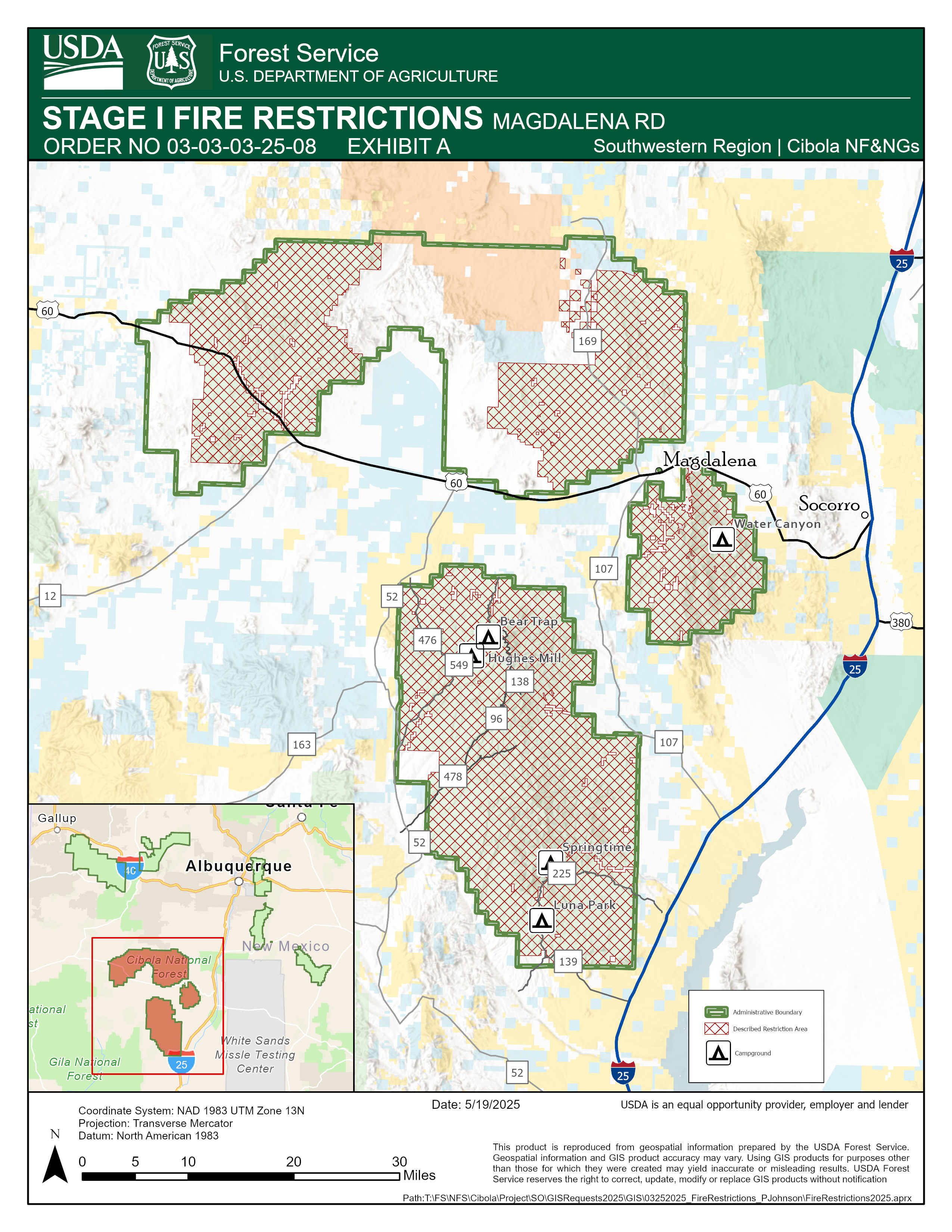 Magdalena Ranger District to Implement Stage 1 Fire Restrictions