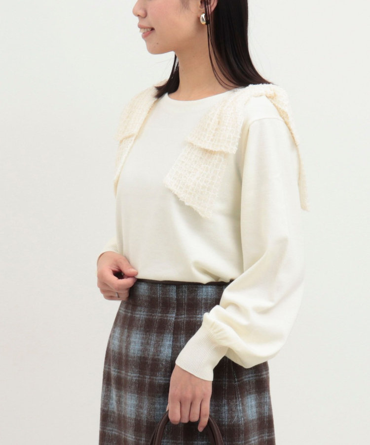 肩BIGリボン付きプルオーバーニット（5-0803-6-02-221）｜MICO COULIER