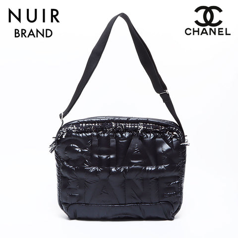シャネル CHANEL 26番台 ツイード ナイロン ショルダーバッグ ブラック