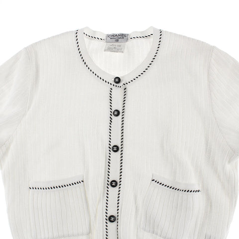 シャネル CHANEL ココボタン 半袖 カーディガン ニット 96P ホワイト