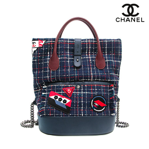 シャネル CHANEL エアライン ツイード リュック・デイパック ネイビー