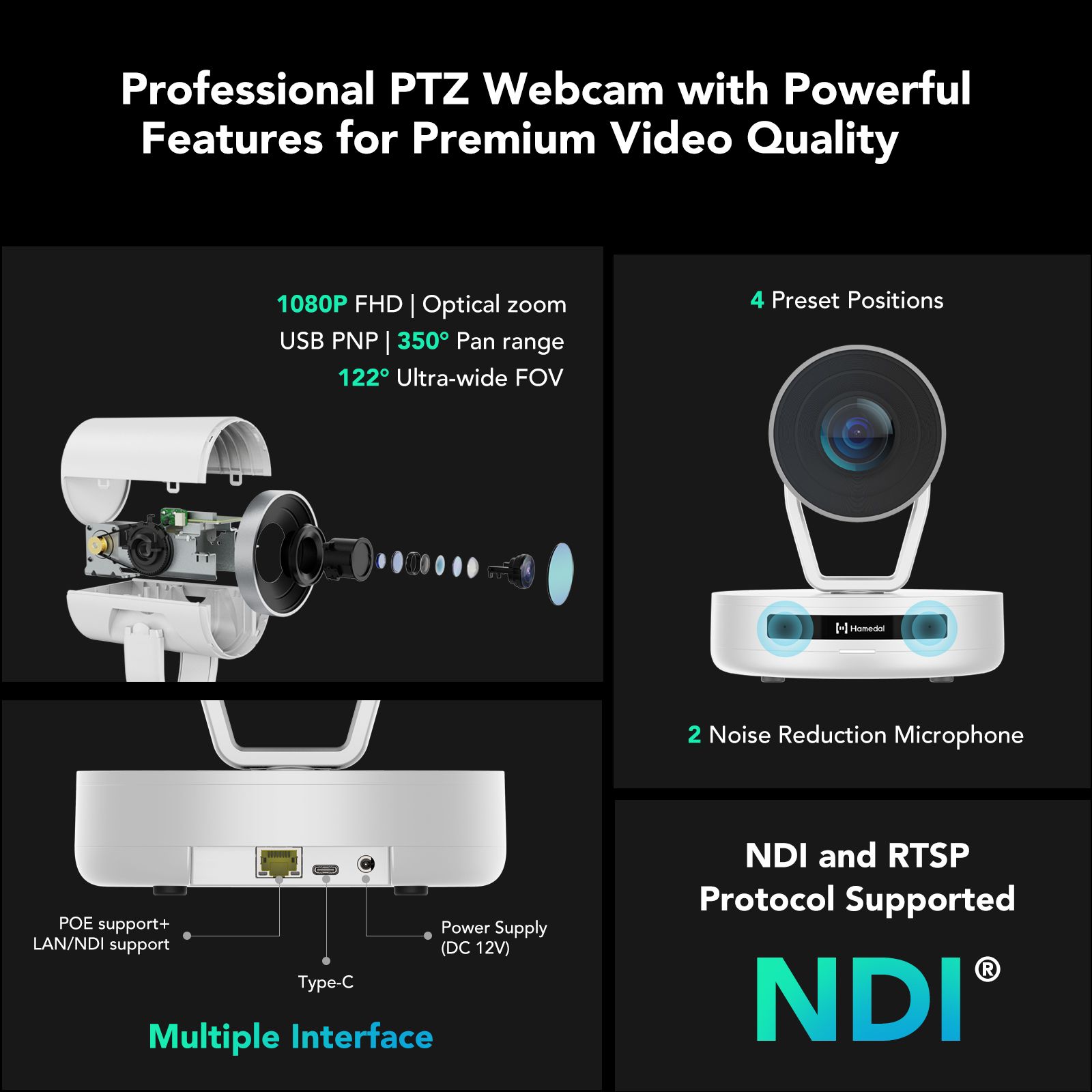 V403 PTZ Video Conference Webcam | Professional PTZ Webcam for