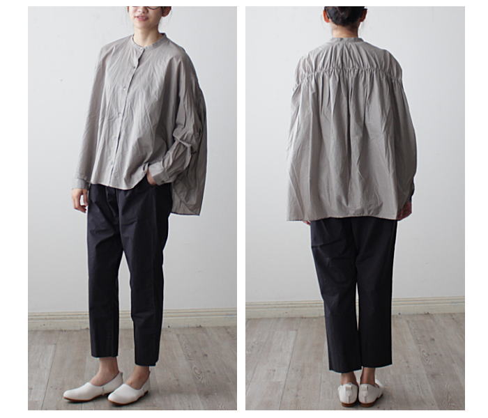 mizuiro-ind(ミズイロインド)バックギャザーワイドシャツ | 山口県下関
