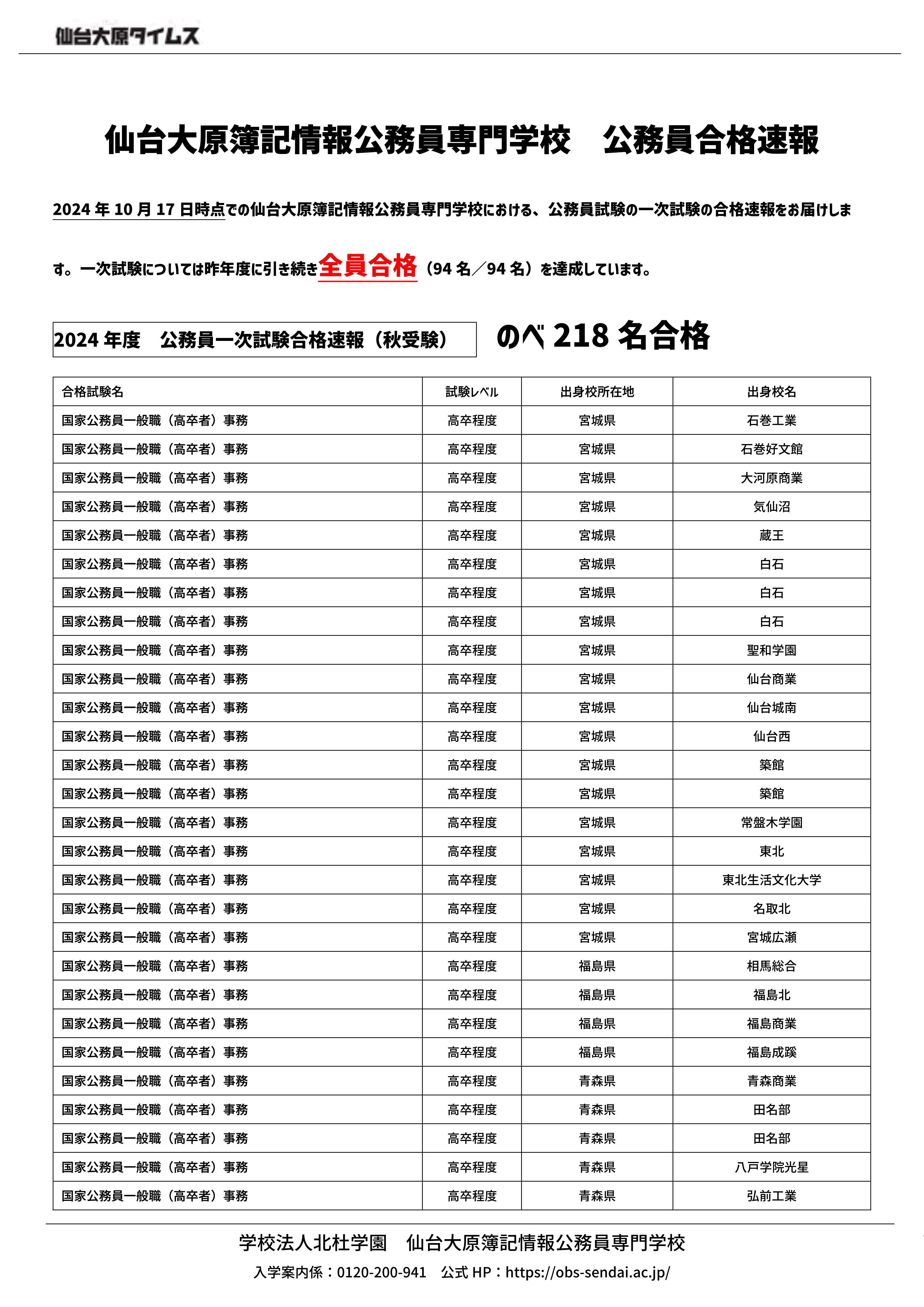 秋の試験合格続々♪】公務員試験一次合格速報（2024年10月17日時点