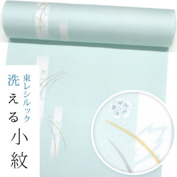 東レシルック 小紋k1439【美來】紋意匠霰 水色 蔦短冊【ストレッチ