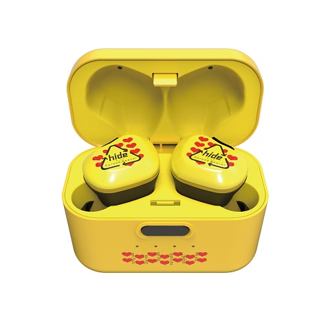 イエローハート柄で耳元を彩る、hideのワイヤレスイヤフォン登場