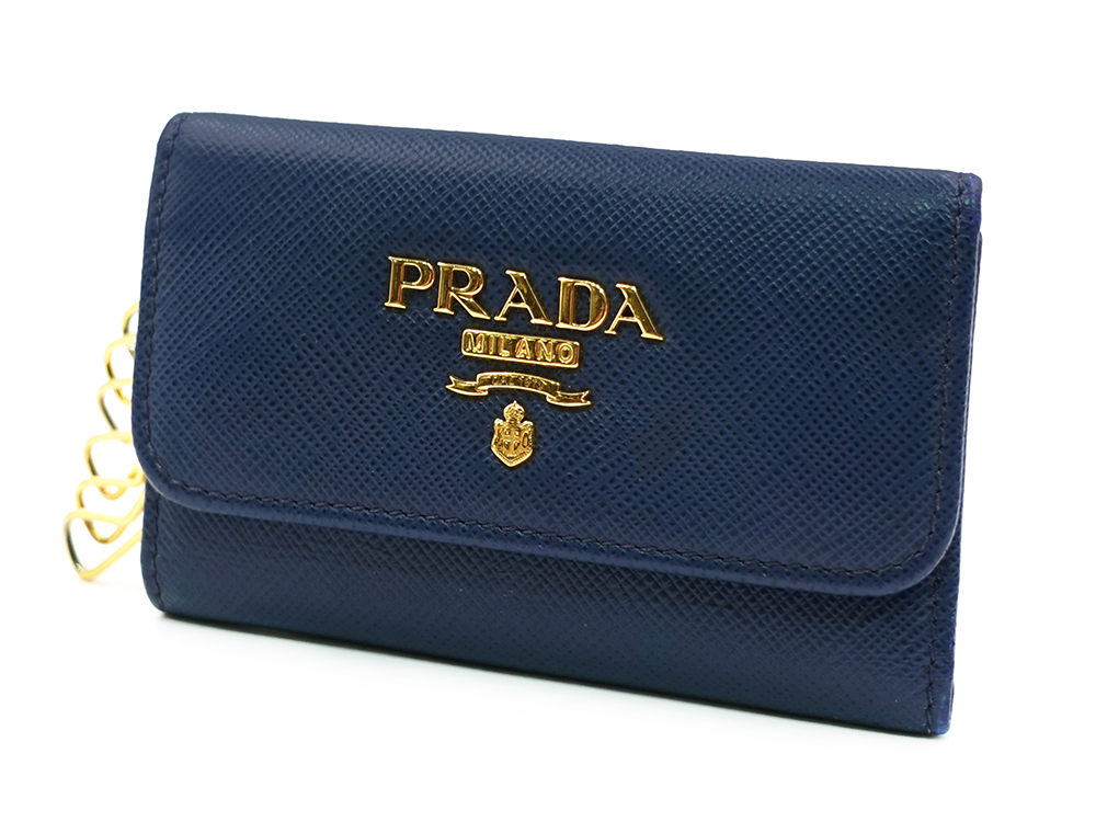 プラダ サフィアーノ キーケース ブリエッタブルー 1PG222