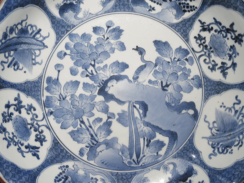 古伊万里 藍柿右衛門 花鳥文 大鉢【延宝】 ｜ 古陶磁 大林師友堂