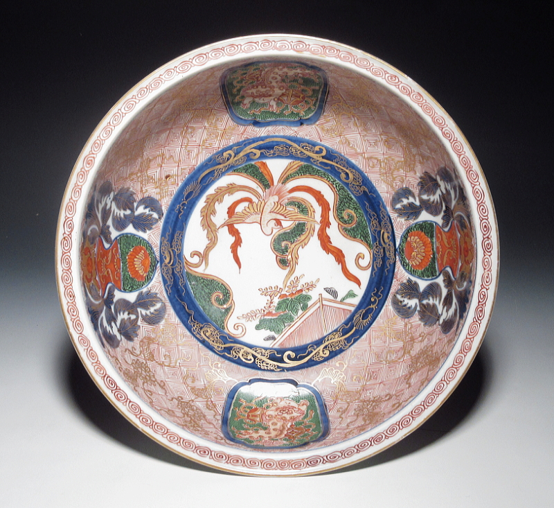 古伊万里 金襴手 唐獅子鳳凰人物文 鉢【元禄～享保】 ｜ 古陶磁 大林師友堂