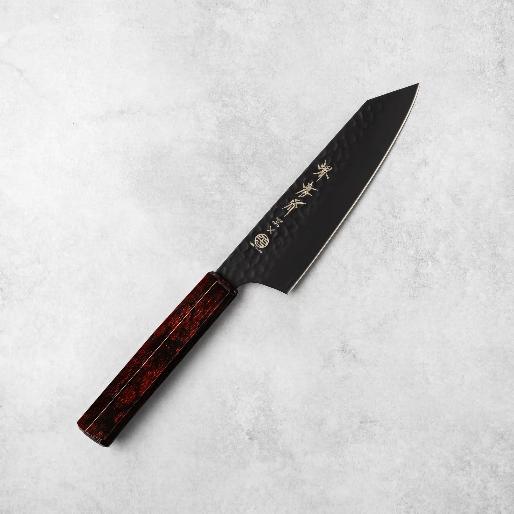 Sakai Takayuki Kurokage VG10 Kengata Santoku Knife Burgundy Handle