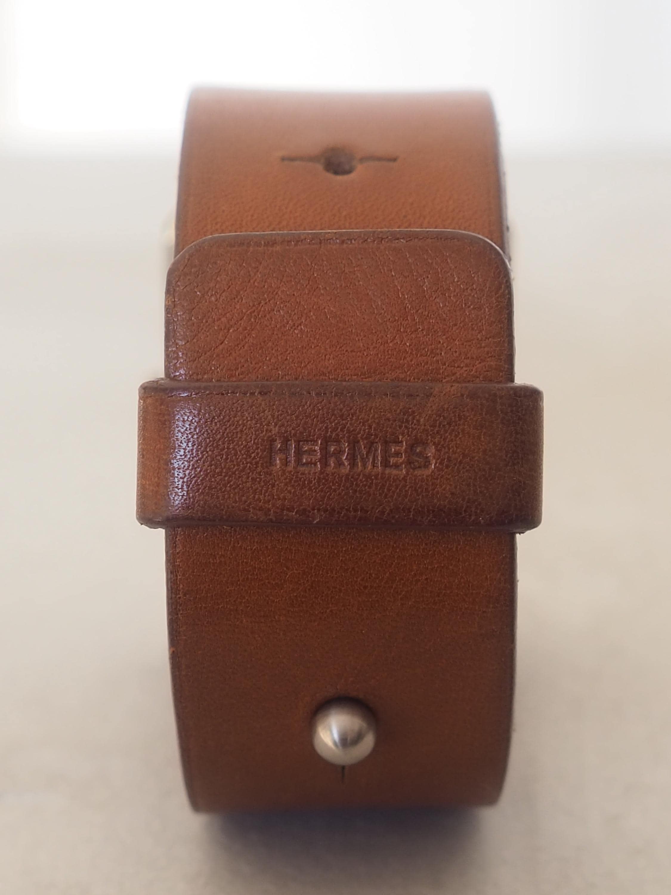HERMES エルメス バレニア ウォッチ 腕時計 シルバー ブラウン レザー