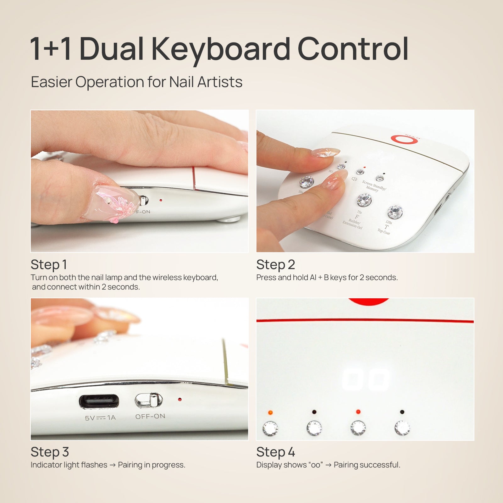 Wireless Keyboard for AI Nail Lamp – O NAIL