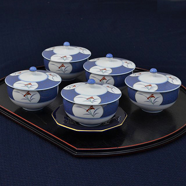 金ミル間取蘭）蓋付湯のみ5客セット|有田焼の老舗-香蘭社オンライン