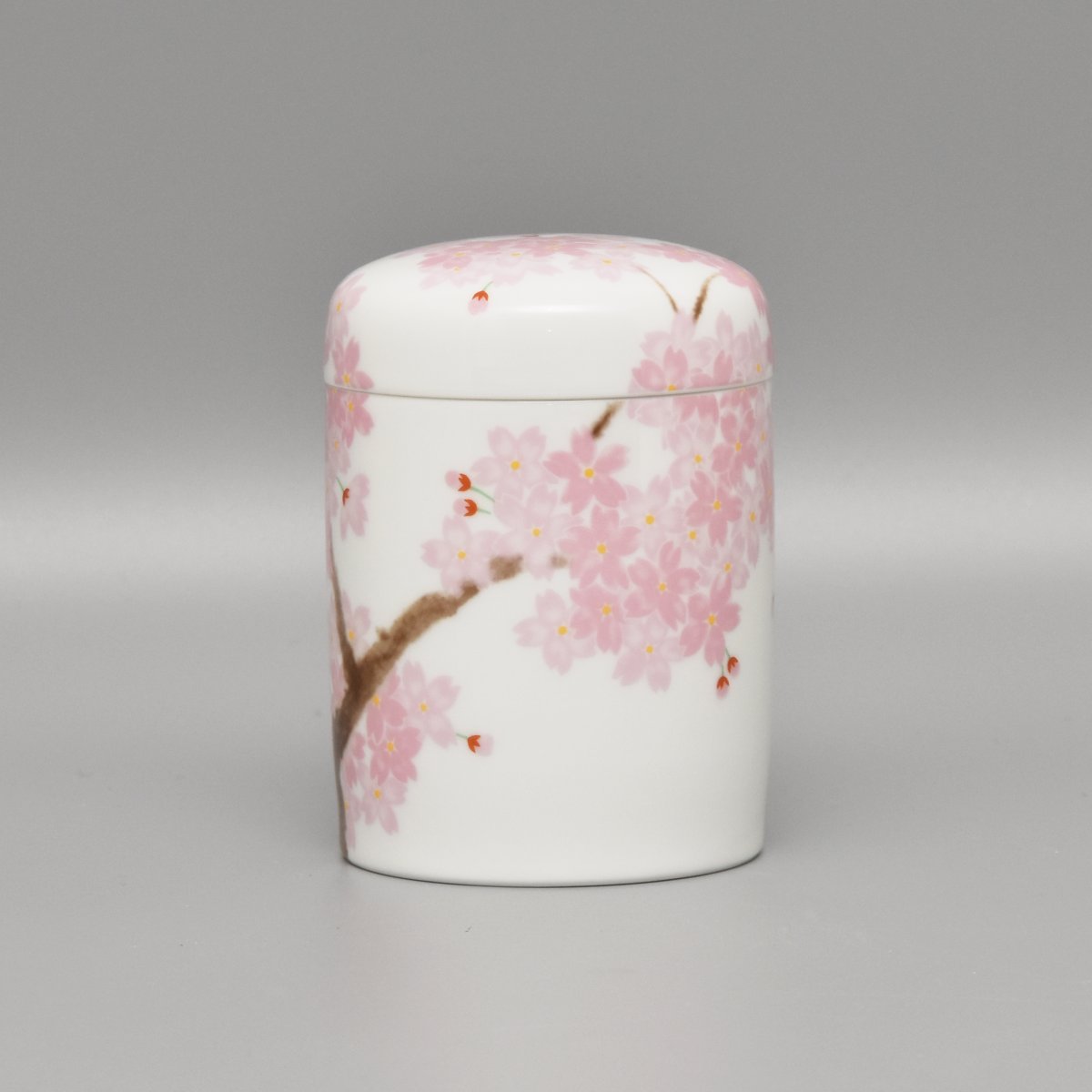 吉野桜）筒型3寸骨壺|有田焼の老舗-香蘭社オンラインショップ
