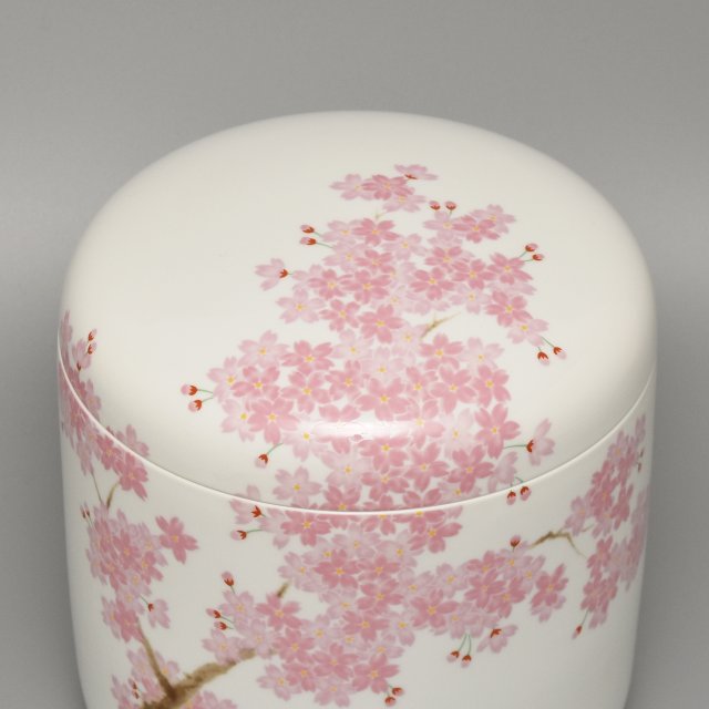吉野桜）筒型7寸骨壺|有田焼の老舗-香蘭社オンラインショップ