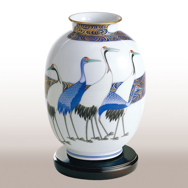 R106 彩色蒔金緑釉花鳥五稜梅瓶 花瓶（かびん）陶磁器 アンティーク