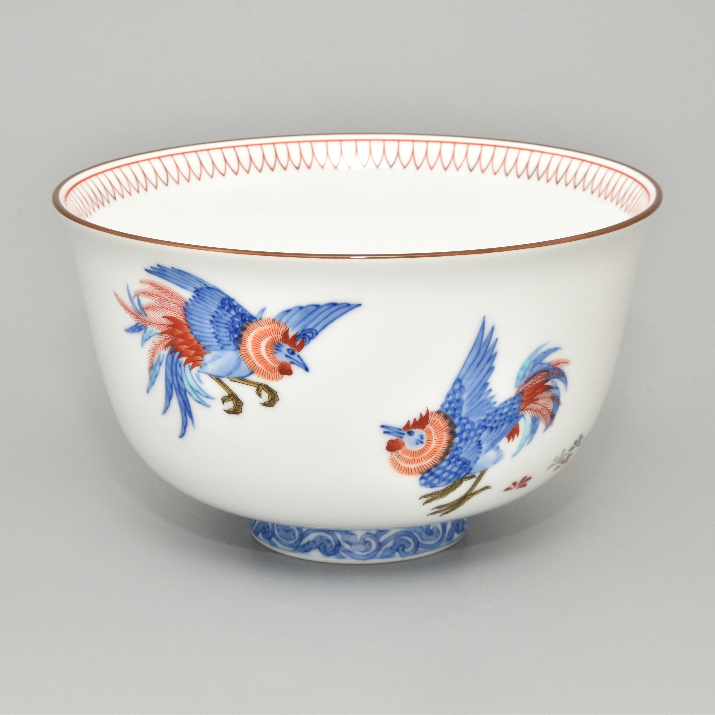 明治 香蘭社 染錦褐地三友鳳凰文輪花鉢 ブラックホーソン 明治 香蘭社