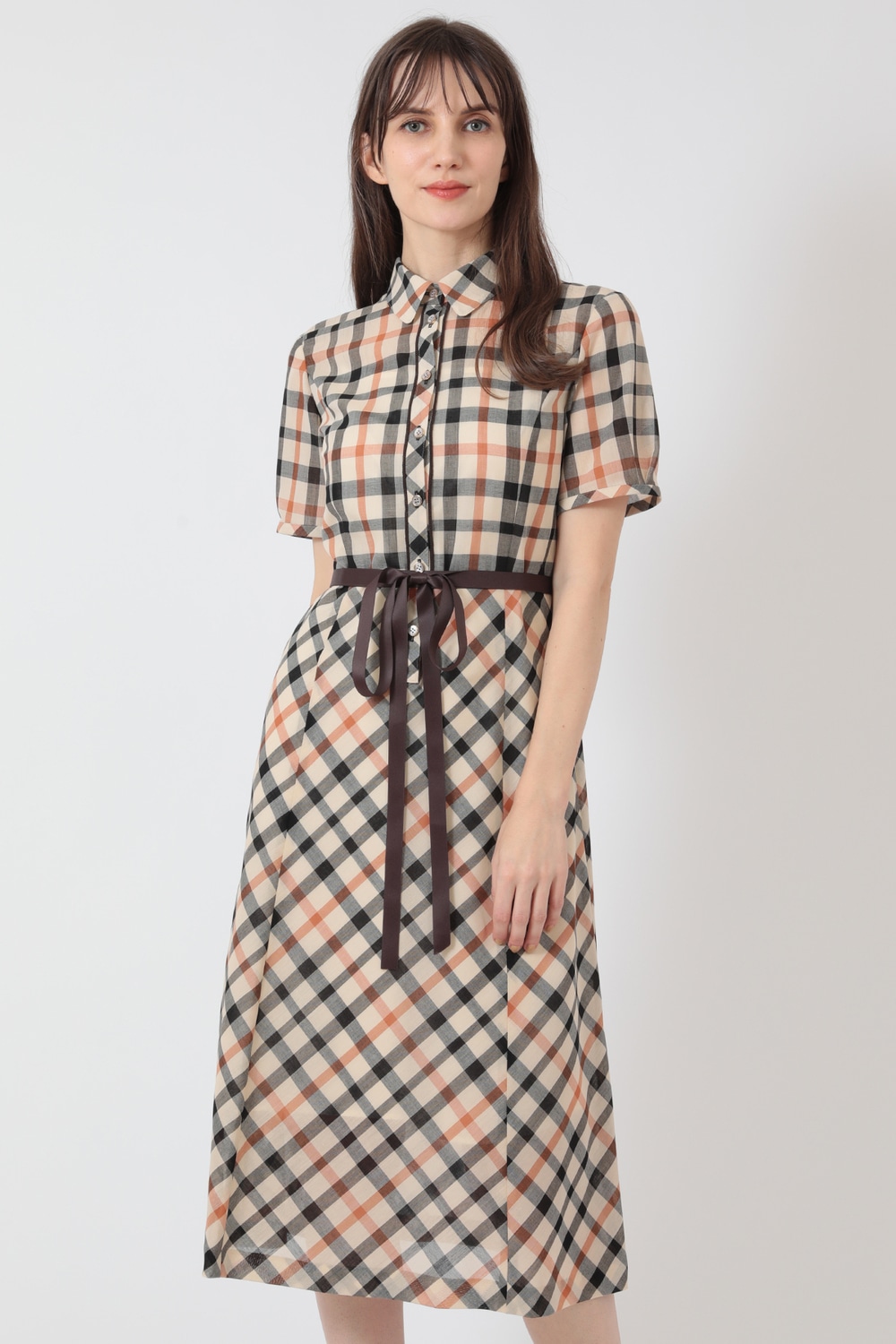 TV着用｜西山喜久恵アナ】ウールボイルチェックワンピース 10-301243