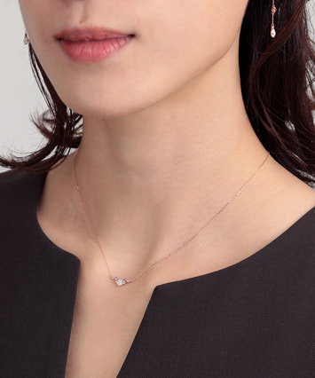 K10PG オパール・ダイヤモンド ・ピンクトルマリン ネックレス