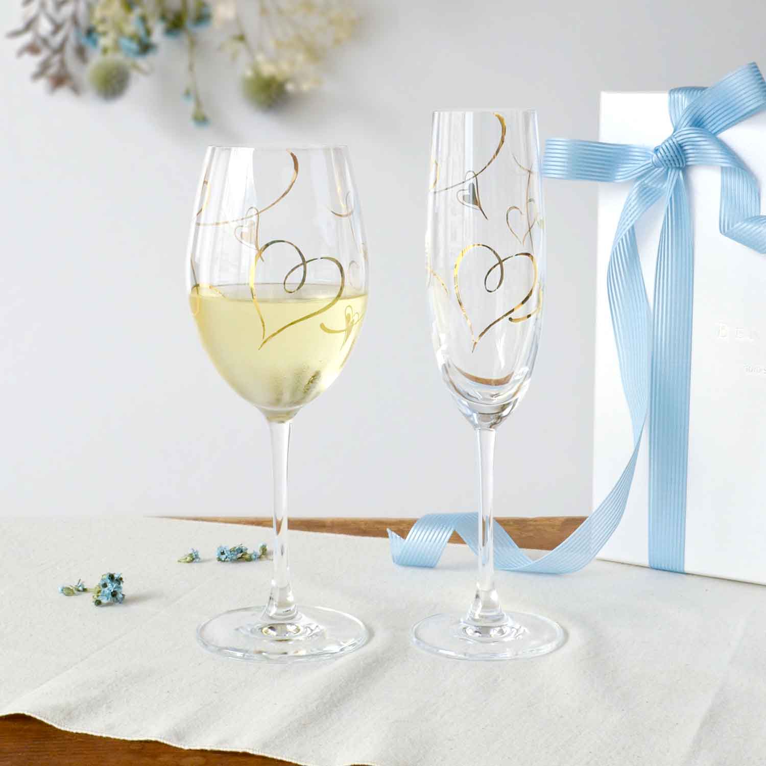 ペアシャンパンセット（ハート柄） G455-S109 / 東洋佐々木ガラス(株