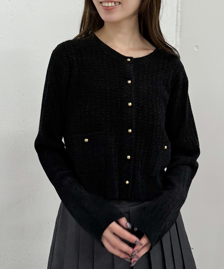 新色追加】モールケーブル金ボタンニットカーディガン(M BLUE